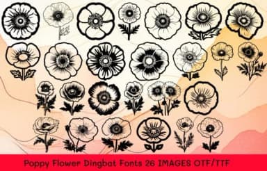 Poppy Flower by MOMAT THIRTYONE — Dingbats Font — thumbnail 1