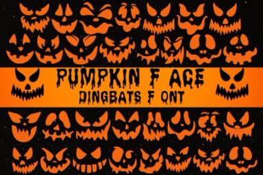 Pumpkin Face by Nongyao — Dingbats Font — thumbnail 1
