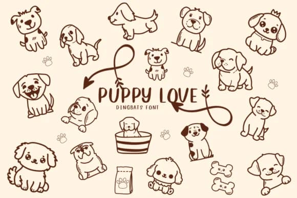Puppy Love by CHANOK — Dingbats Font