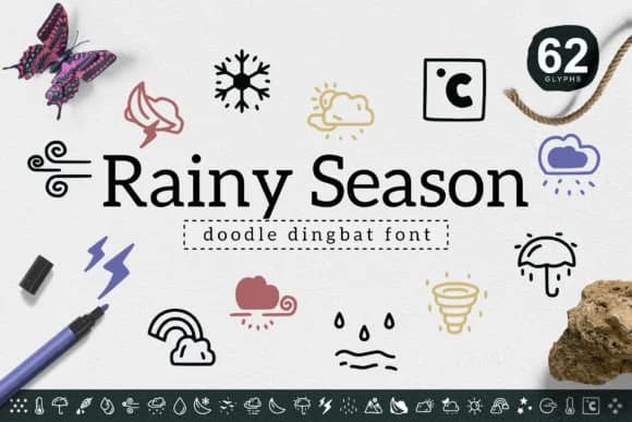 Rainy Season by YandiDesigns — Dingbats Font