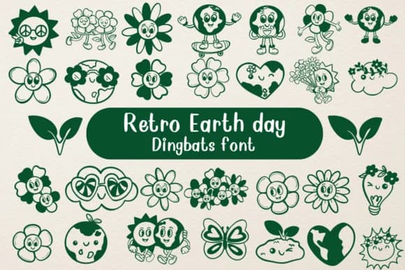 Retro Earth Day by Nongyao — Dingbats Font