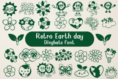 Retro Earth Day by Nongyao — Dingbats Font — thumbnail 1