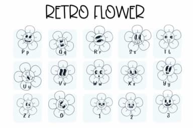 Retro Flower by Sirinart — Dingbats Font — thumbnail 3
