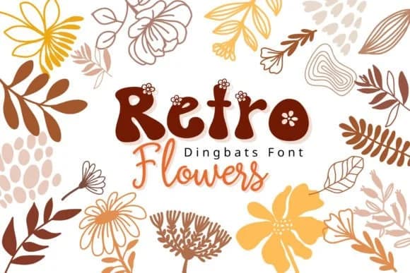 Retro Flowers by Pui Art — Dingbats Font