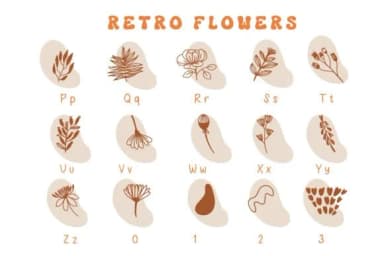Retro Flowers by Pui Art — Dingbats Font — thumbnail 3