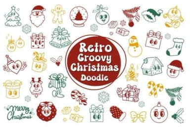Retro Groovy Christmas by Pui Art — Dingbats Font — thumbnail 1