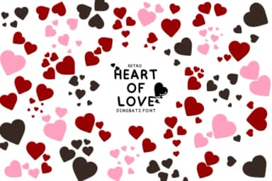 Retro Heart of Love by Bee Piyanuch — Dingbats Font — thumbnail 1