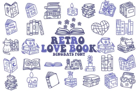 Retro Love Book by Chonada — Dingbats Font — preview 1