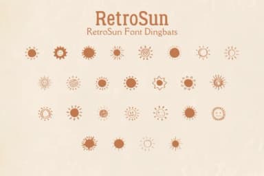 Retro Sun by Sakti Avellin — Dingbats Font — thumbnail 1