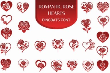 Romantic Rose Hearts by Heartcraft Atelier — Dingbats Font — thumbnail 1