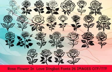 Rose Flower in Love by MOMAT THIRTYONE — Dingbats Font — thumbnail 1