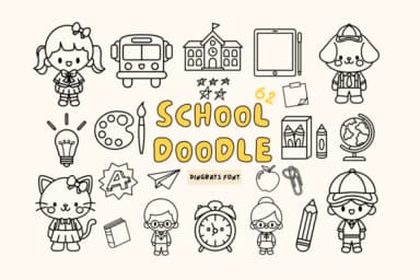 School Doodle by Babymimiart — Dingbats Font — thumbnail 1