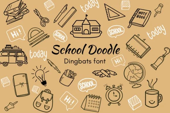 School Doodle by Nun Sukhwan — Dingbats Font