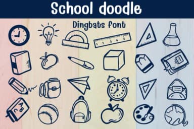 School Doodle by Sontaya — Dingbats Font — thumbnail 1