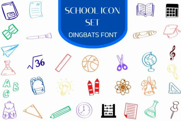 School Icon Set by Heartcraft Atelier — Dingbats Font