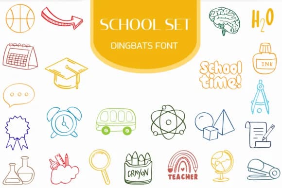 School Set by Heartcraft Atelier — Dingbats Font