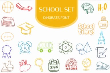 School Set by Heartcraft Atelier — Dingbats Font — thumbnail 1