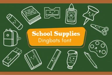 School Supplies by Nun Sukhwan — Dingbats Font — thumbnail 1