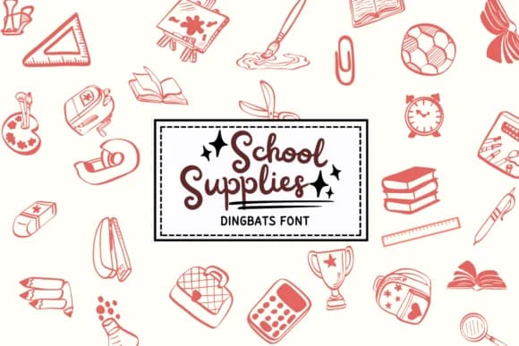 School Supplies by PraewDesigns — Dingbats Font