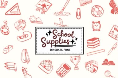 School Supplies by PraewDesigns — Dingbats Font — thumbnail 1