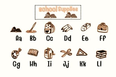 School Supplies by PraewDesigns — Dingbats Font — thumbnail 2