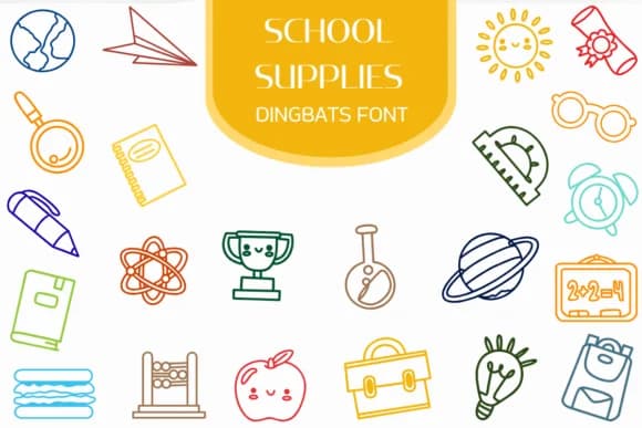 School Supplies by Heartcraft Atelier — Dingbats Font