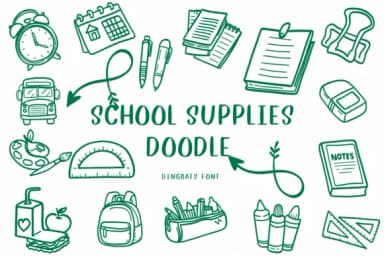 School Supplies Doodle by CHANOK — Dingbats Font — thumbnail 1