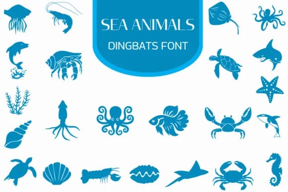 Sea Animals by Heartcraft Atelier — Dingbats Font