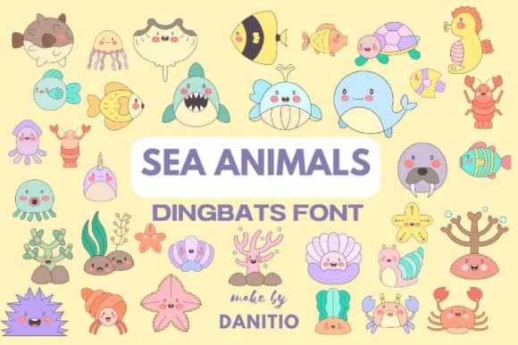 Sea Animals by danita.kukkai — Dingbats Font