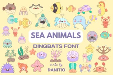 Sea Animals by danita.kukkai — Dingbats Font — thumbnail 1