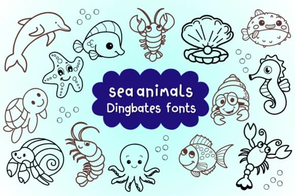 Sea Animals by Natchuta — Dingbats Font