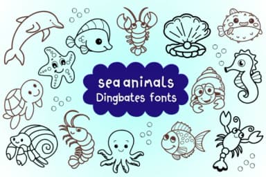Sea Animals by Natchuta — Dingbats Font — thumbnail 1