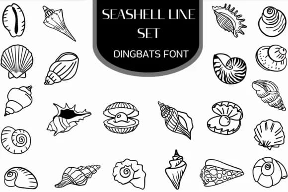Seashell Line Set by Heartcraft Atelier — Dingbats Font