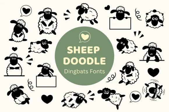 Sheep Doodle by Nun Sukhwan — Dingbats Font