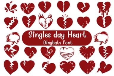 Singles Day Heart by Nongyao — Dingbats Font — thumbnail 1