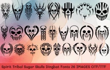 Spirit Tribal Sugar Skulls by MOMAT THIRTYONE — Dingbats Font — thumbnail 1