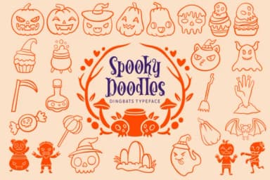 Spooky Doodles by Dani (7NTypes) — Dingbats Font — thumbnail 1