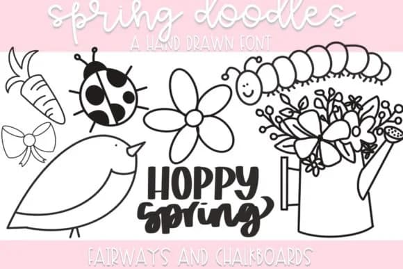 Spring Doodles by Fairways and Chalkboards — Dingbats Font