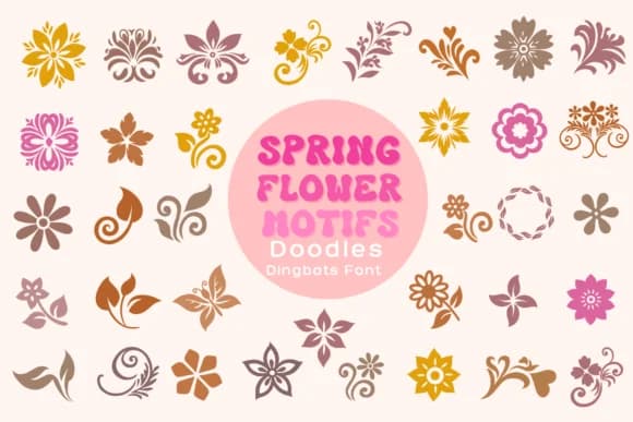Spring Flower Motifs by Pui Art — Dingbats Font