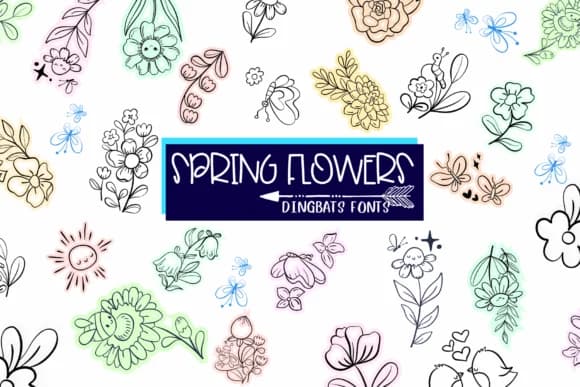 Spring Flowers by Sirinart — Dingbats Font