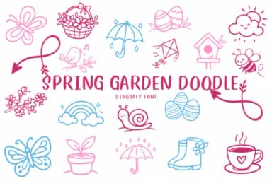 Spring Garden Doodle by CHANOK — Dingbats Font — thumbnail 1