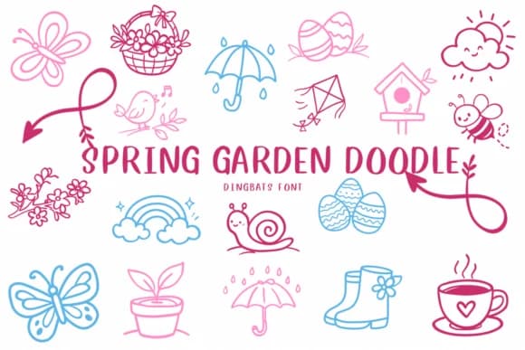 Spring Garden Doodle by CHANOK — Dingbats Font