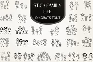 Stick Family Life by Heartcraft Atelier — Dingbats Font — thumbnail 1