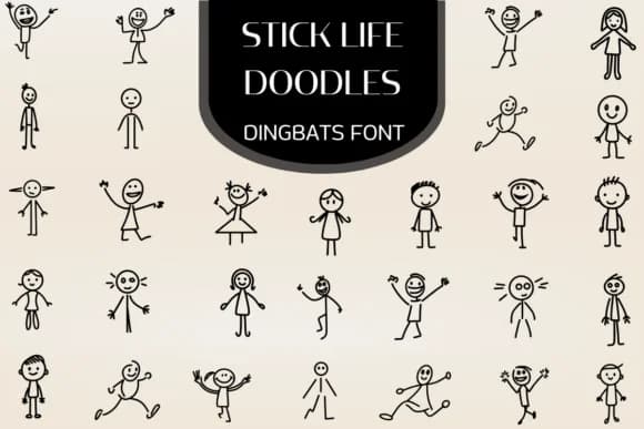 Stick Life Doodles by Heartcraft Atelier — Dingbats Font