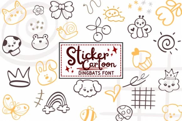 Sticker Cartoon by PraewDesigns — Dingbats Font