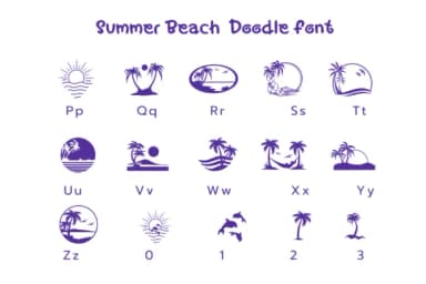 Summer Beach by Pui Art — Dingbats Font — thumbnail 7
