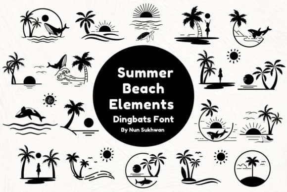 Summer Beach Elements by Nun Sukhwan — Dingbats Font