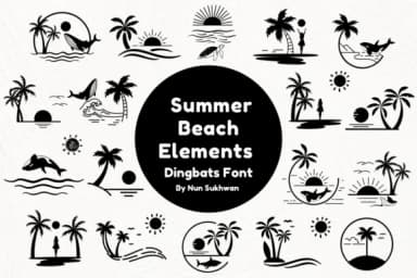 Summer Beach Elements by Nun Sukhwan — Dingbats Font — thumbnail 1