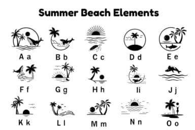 Summer Beach Elements by Nun Sukhwan — Dingbats Font — thumbnail 6
