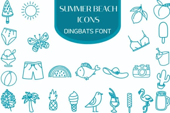 Summer Beach Icons by Heartcraft Atelier — Dingbats Font